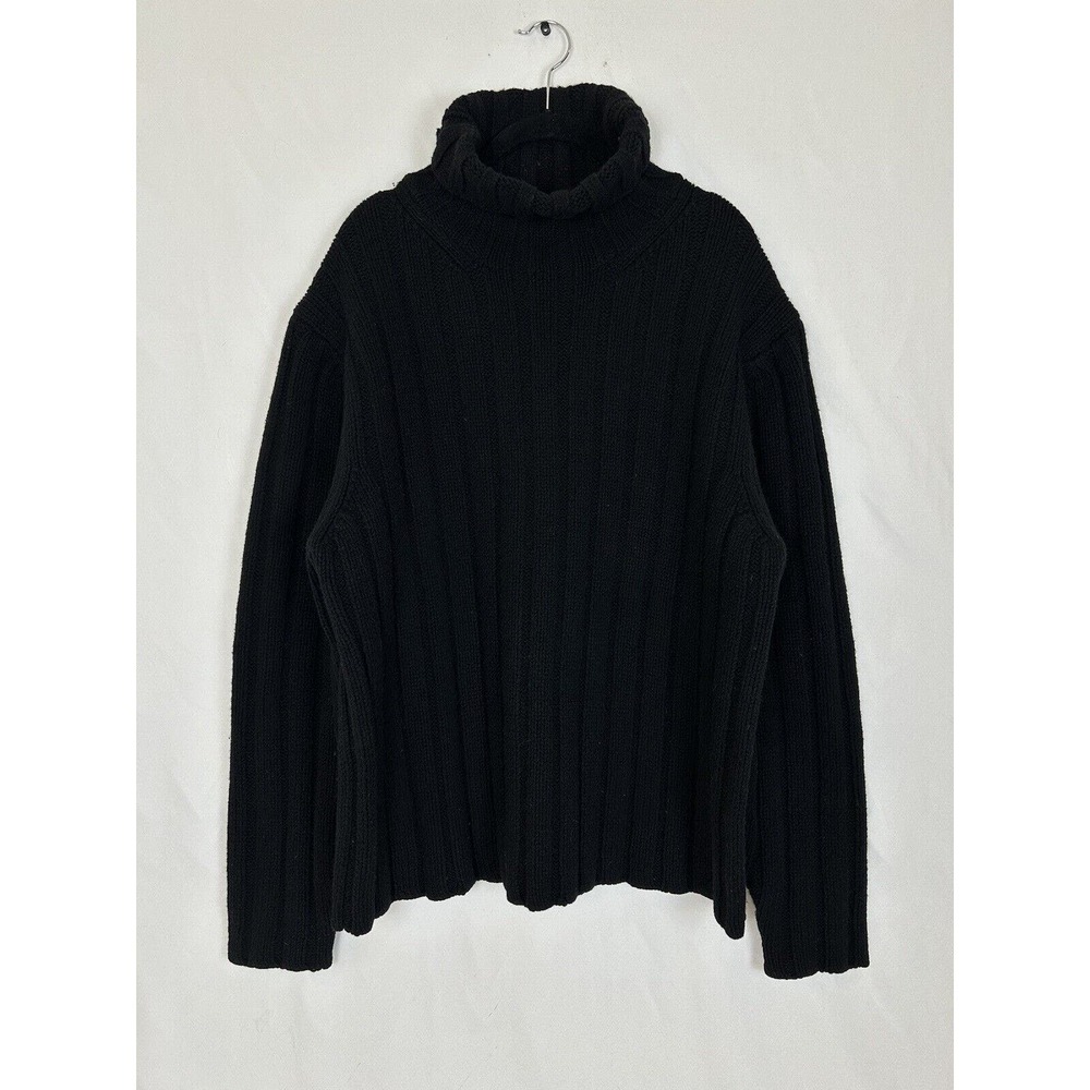 Heavy Men's Banana Republic Sweater Turtleneck Wide Rib Black Size XL VTG